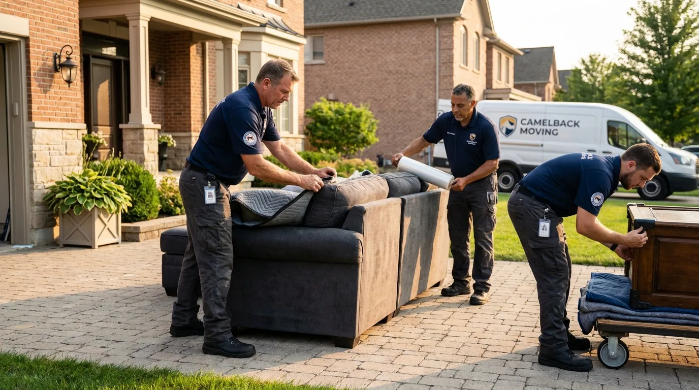 Large estate moving crew wrapping furniture in Jamestown, NY