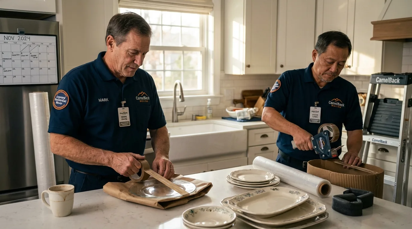 Professional crew packing kitchen dishware in Jamestown, NY